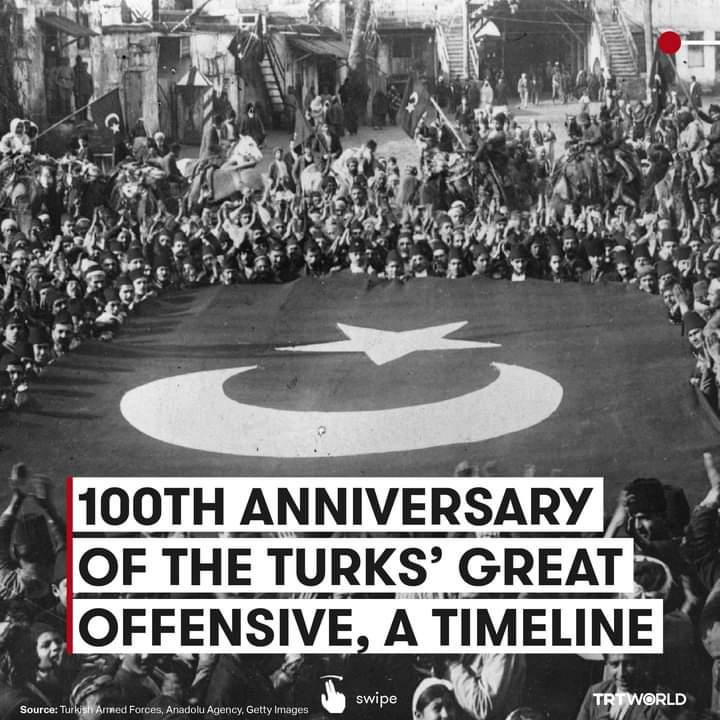 theinsidehistor's tweet photo. Turkey commemorates the 100th anniversary of Victory Day, which commemorates Mustafa Kemal Ataturk's great victory over Greek forces during the Turkish War of Independence.
#TRT #TurkishHistory #ModernTurkey https://t.co/yCIzQiVclQ