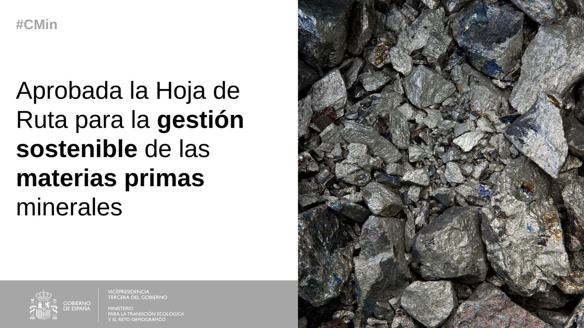📢El #CMin aprueba la Hoja de Ruta para la gestión sostenible de las materias primas minerales:
 
✅Refuerza la autonomía estratégica y seguridad de abastecimiento de suministros 

☑️Otorga prioridad a la eficiencia y la economía circular

➕Info
miteco.gob.es/es/prensa/ulti…