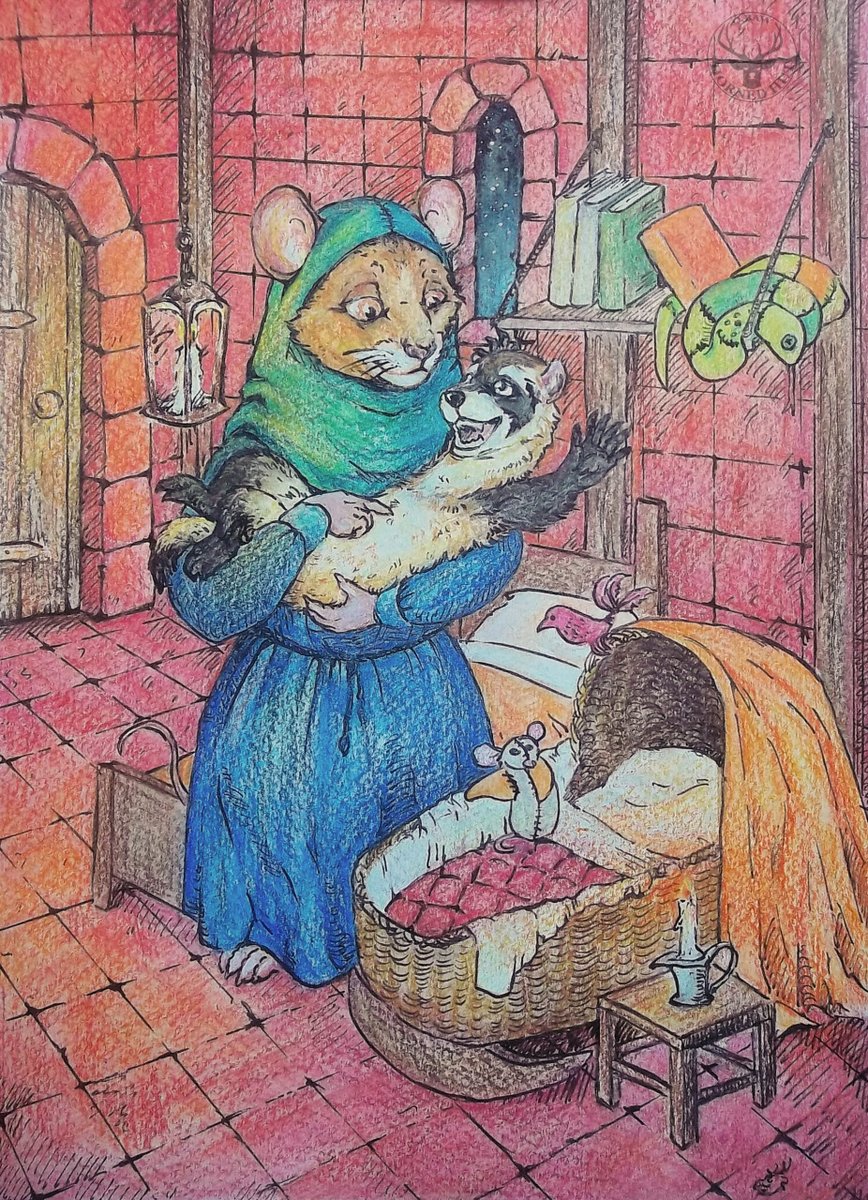 Horned_Hut's tweet photo. Redwall Fanart.
Bryony was the adopted mother of ferret Veil Sixclaw, and she succeeded Meriam as Abbess of Redwall Abbey.
Traditional art watercolor pencils &amp; ink. Furry anthro Mouse. https://t.co/JpRtqRKjMG