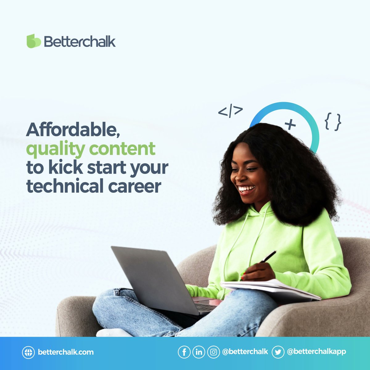 BetterchalkApp's tweet photo. Transitioning to #tech should be easy! 💁🏽‍♀️ 

Our mission is centered around removing roadblocks to acquiring new tech skills, delivering affordable, high quality courses, with support baked into key aspects of your learning.

Learn better today at  https://t.co/eUGPeEVxtz https://t.co/edVtlvz8yH