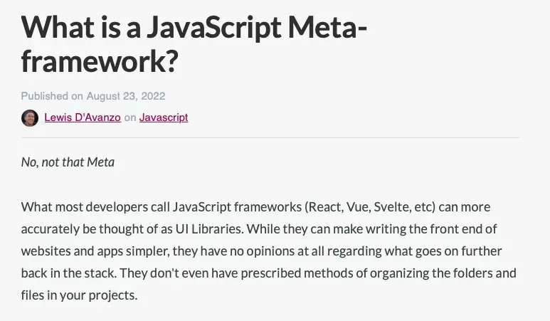 OmbuLabs's tweet photo. What is a JavaScript meta-framework? 

In a nutshell, they let JavaScript developers focus on the "what" and take care of most of the "how" for you. 

https://t.co/WDRxn35Czw 

#JavaScript #MetaFramework #DesignPattern https://t.co/SeNt3YSQ9B