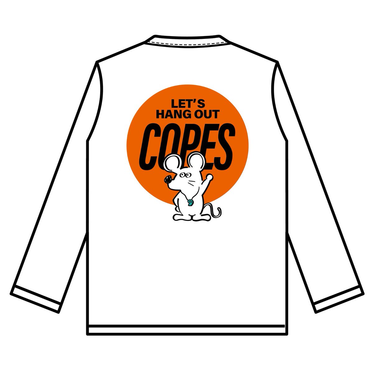 COPES_band's tweet photo. 【❤️‍🔥🐭NEW GOODS🐭❤️‍🔥】

9月2日ツアー大阪編より
新グッズを発売します！！！！🫶
 
🆕HANG OUT ロンT
Size : L / XL
Price : ¥3,000

🎨Design by よね(@55__1_ )

待望のロンTが登場します！！
みんなGETしてね✨✨ https://t.co/h4AED1JLw5