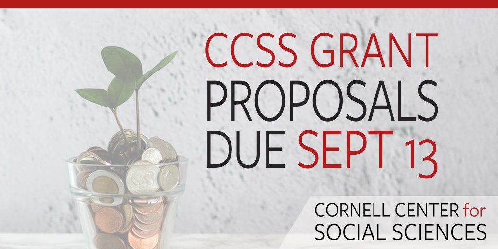 TWO WEEKS LEFT: Submit an application by 9/13 for the fall '22 @CornellCCSS Grants round, open to #Cornell social science faculty! Research and conference grants, CCSS-@RoperCenter Grants, & Super-department & School of Public Policy Collaboration Grants! socialsciences.cornell.edu/funding-and-pr…