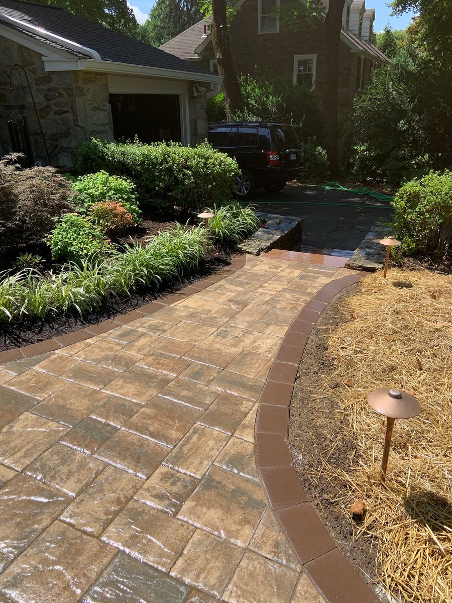 YourPond's tweet photo. Starting off Tuesday right with a beautiful #paverwalkway! Want to add some#curbappeal to your home? A stunning entrance is a great way to start! Adding @castlighting and new landscaping will make you the talk of the neighborhood! #homeinspiration #castlighting #homesweethome https://t.co/6swIdHO3ak