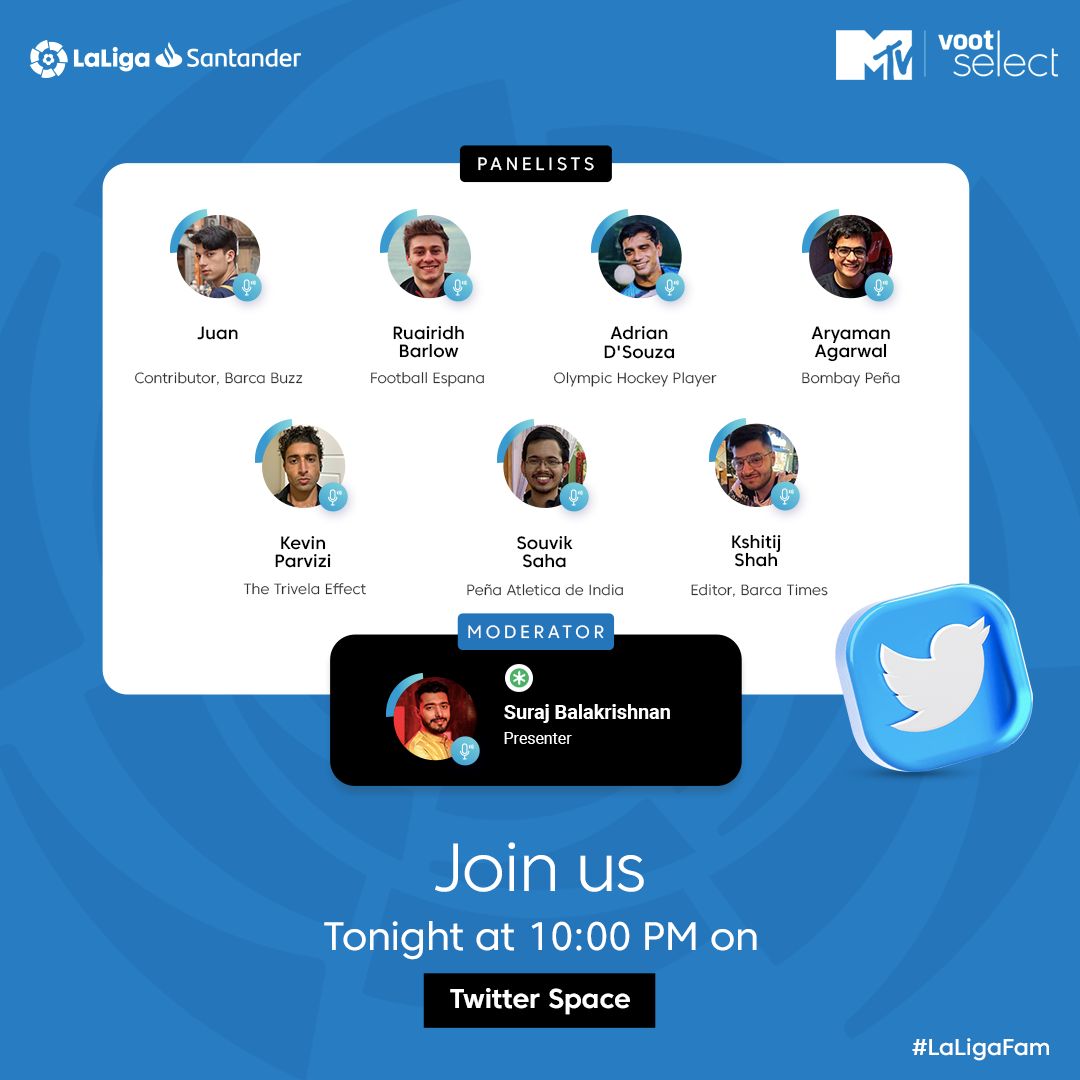 ukunitedsports's tweet photo. Catch @AdrianDsouzaHoc Live tonight at 2200hrs IST, sharing his views about @LaLiga so far with the amazing host @SurajBala and the rest of the Panel on @TwitterSpaces . 

#VOOTSelect @MTVIndia https://t.co/Qnm6WBAKL1