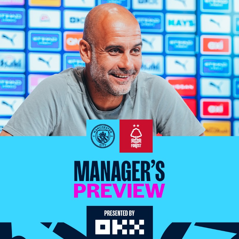 ManCity's tweet photo. 𝗖𝗢𝗠𝗜𝗡𝗚 𝗨𝗣...

@PepTeam faces the media ahead of our clash with Nottingham Forest 🎙

Watch live ⤵️