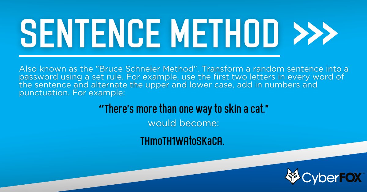 CyberFoxLLC's tweet image. Try one of these methods to make your next password, or use a password generator like the one built into Password Boss. 
Tag a friend or coworker who always forgets their passwords below ⬇️
#strongpassword #PasswordBoss #passwordmanager #passwordgenerator #passwordhygiene