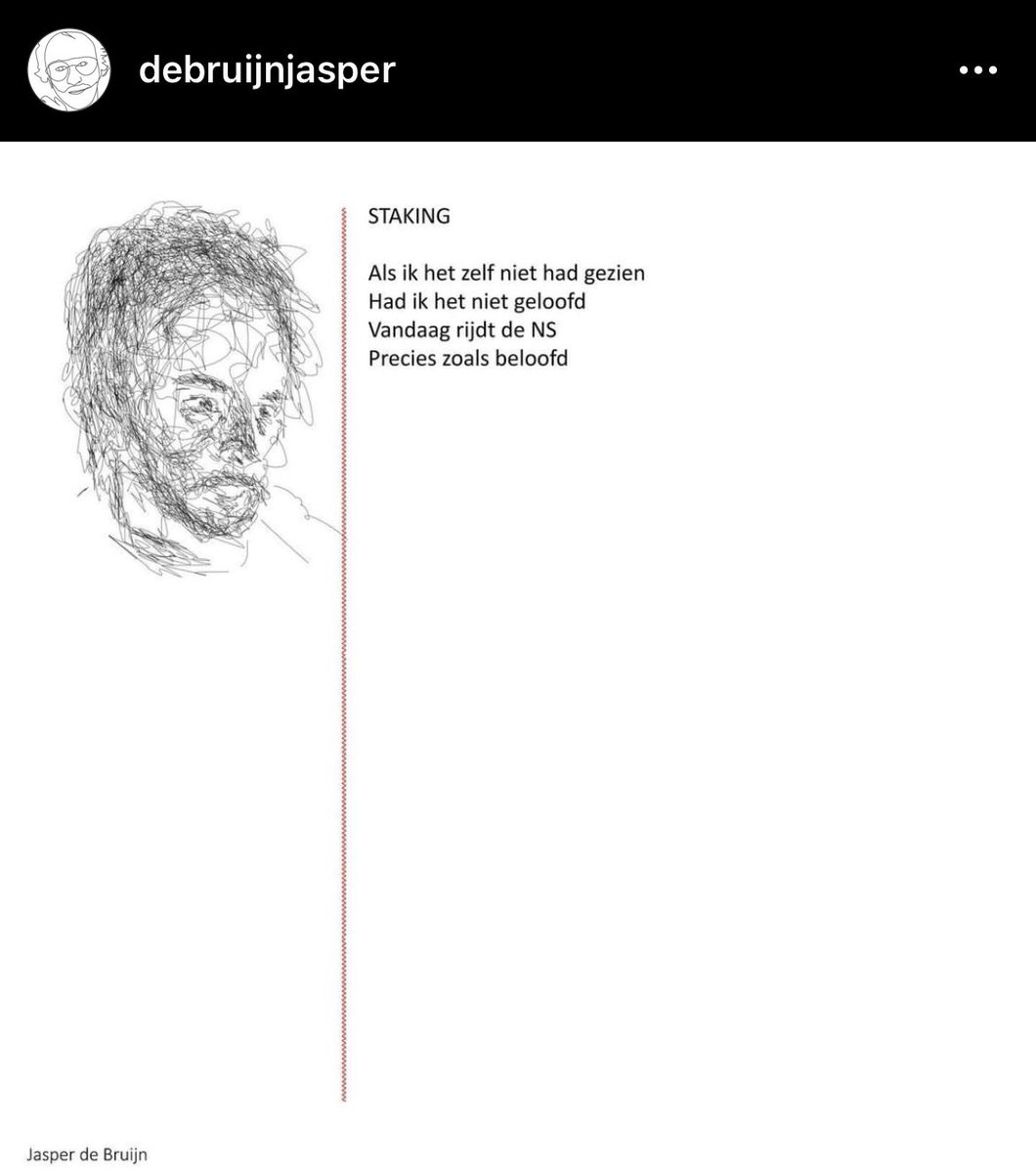 iamlewisbrodie's tweet photo. Deze parel van Jasper de Bruijn over de #stakingns moest ik hier ook even delen. Volg hem op Instagram voor dagelijkse gedichten! #staking #treinstaking https://t.co/vUbXLbUvoX