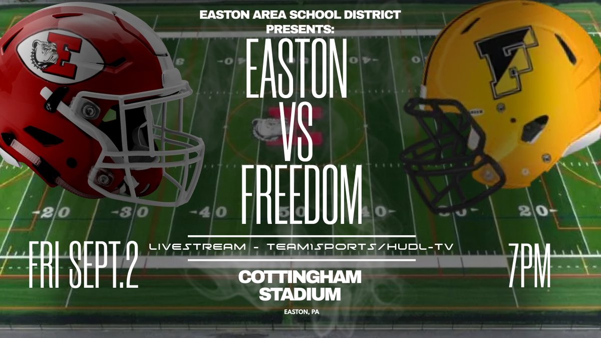 EastonFootball's tweet photo. Easton vs. Freedom
Livestream from Cottingham Stadium - 9/2 - 7PM
https://t.co/ZrulBmDC3B https://t.co/ibf6Glkfgz