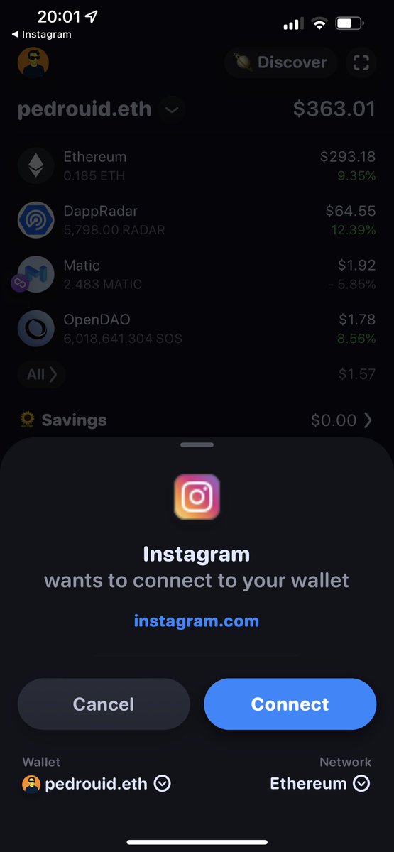 pedrouid's tweet image. Instagram just released NFT posting to every user with WalletConnect support 📲

This is the largest app to date supporting WalletConnect protocol 🙏

WalletConnect everywhere 🌎