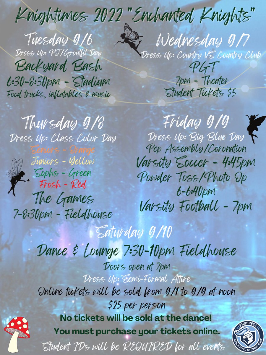 ProspectASB's tweet image. Homecoming kicks off in 1 week. Here is what 🙌🏼 can look forward to. #EveryKnight @KnightsofPHS