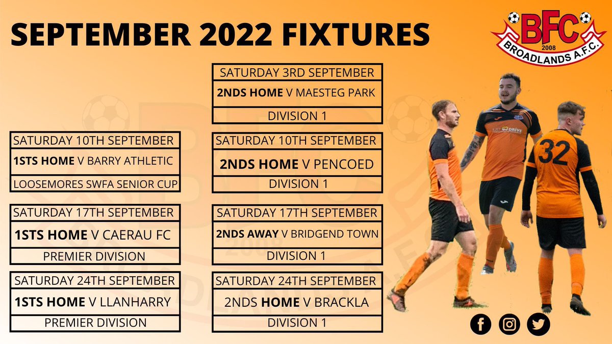 ⚽️SEPTEMBER FIXTURES⚽️