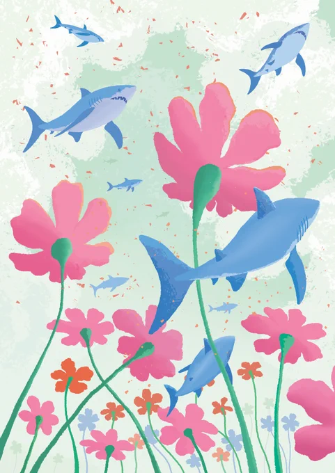 Flower Sharks is now up in my etsy store. Check comment  