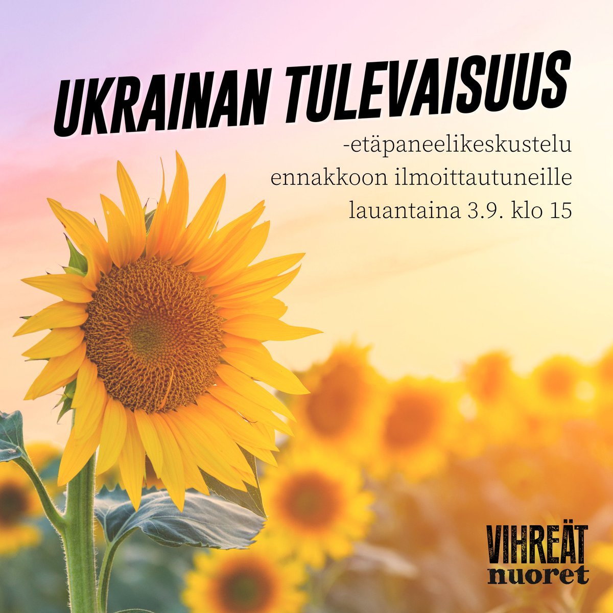 vihreatnuoret's tweet photo. Ukrainan tulevaisuus -paneelikeskustelu kutsuu pohtimaan, miltä näyttää sodanjälkeinen Ukraina.

Mukana Joonas Heiskanen @Ulkoministerio, Emma Rimpiläinen @Pakolaisapu ja ukrainalaisten pakolaisten hyväksi toiminut nuori vihreä vaikuttaja @EmmiSoderholm.

https://t.co/eovAoz0Jsd https://t.co/W2cZMxL5l7