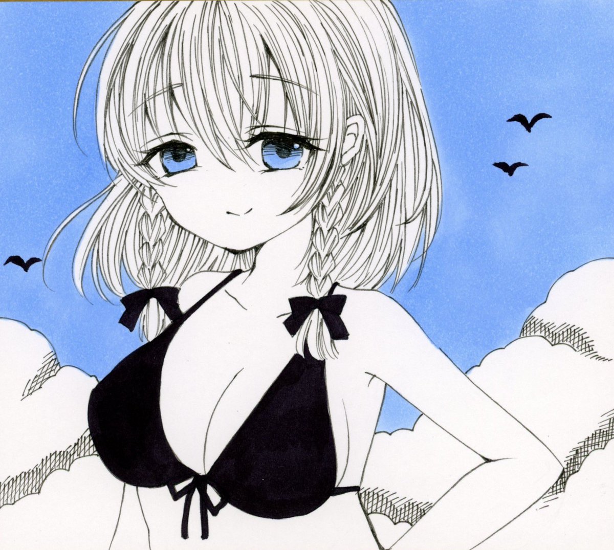 十六夜咲夜 「単色イラスト*咲夜*早苗(灬ºωº灬)#コピック #イラスト 」|結希 花🌷yuuki hana ♡東方展示界♡のイラスト