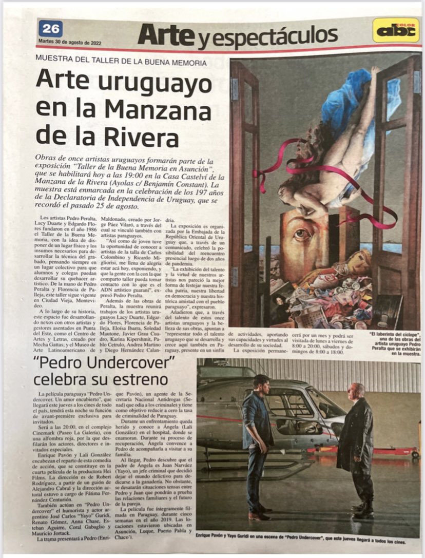 dePalleja_'s tweet photo. El Taller de la Buena Memoria expone en Asunción, Paraguay 🇺🇾🇵🇾 Estamos más que agradecidos con el apoyo que estamos recibiendo por parte de @UruguayenPY y el equipo del Centro Cultural Colombino. 

#culturamec @CulturaMEC https://t.co/iMEWfWDudz