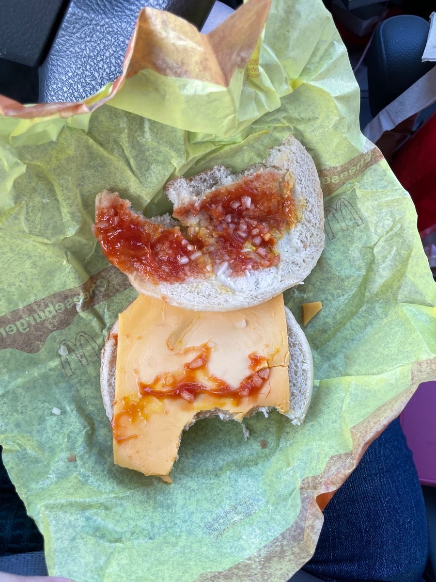 Went to <a href="/McDonalds/">McDonald's</a> and this happened. Not much of a cheeseBURGER without the “burger”! #FAIL