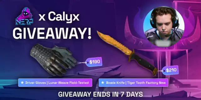 @NERFapp x <a href="/CalyxCSGO/">Buğra Arkın</a> GIVEAWAY!

2️⃣ Winners will grab this Bowie TT and these gracious Lunar Weaves
➡️ To enter giveaway, make sure you:
✅Follow both @NERFapp and me <a href="/CalyxCSGO/">Buğra Arkın</a> 
🔁Retweet and like this post.
📌Don’t forget to register on market.nerf.app
