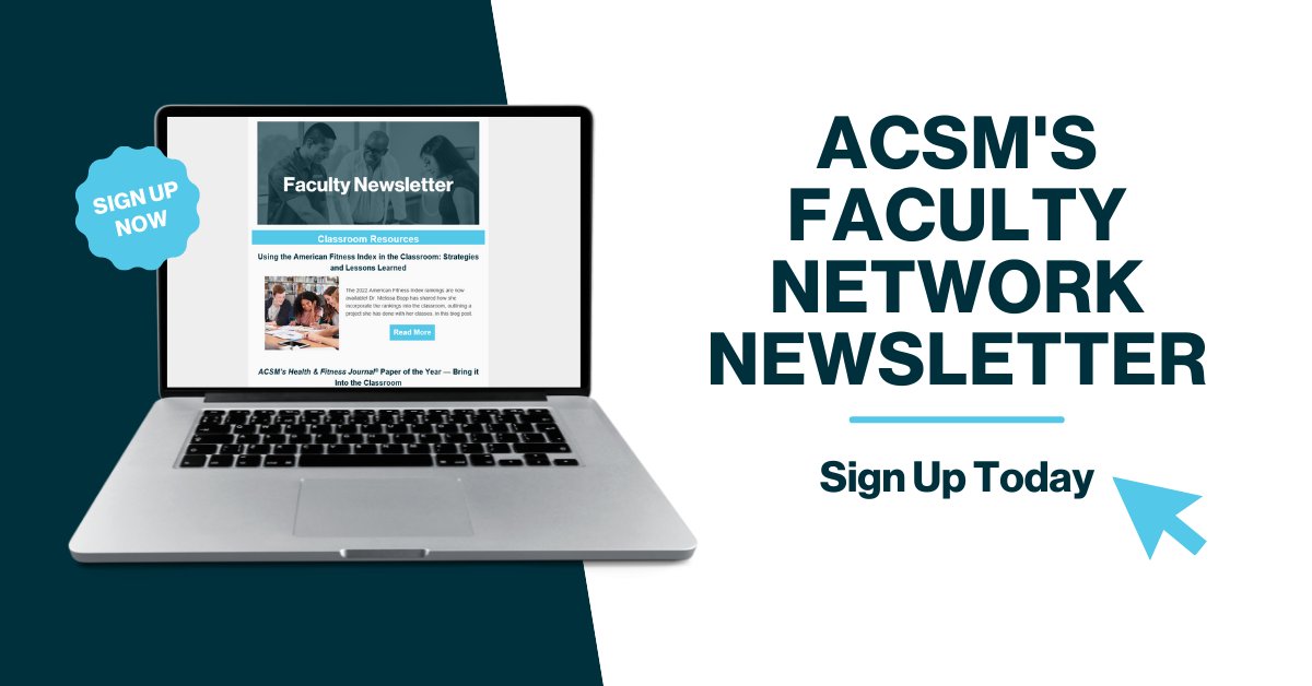 ACSMNews's tweet photo. Educators: Do you get ACSM's faculty network newsletter? Opt-in to get classroom resources, the latest info on ACSM certifications &amp; textbooks, tools for your students &amp; more!

Join today to get the Sept. issue: A Guide to ACSM Regional Chapter Meetings! https://t.co/S7KH0l477D https://t.co/GePS6vUaEH