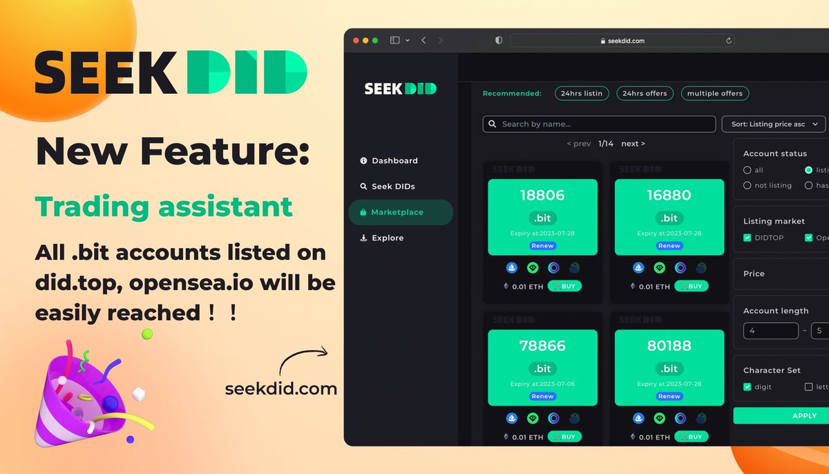 🔥New feature is online! 🔥 📢 All @dotbitHQ .bit accounts listed on didtop & opensea will be easily reached now! 🚀seekdid.com #Web3 #DID #dotbit