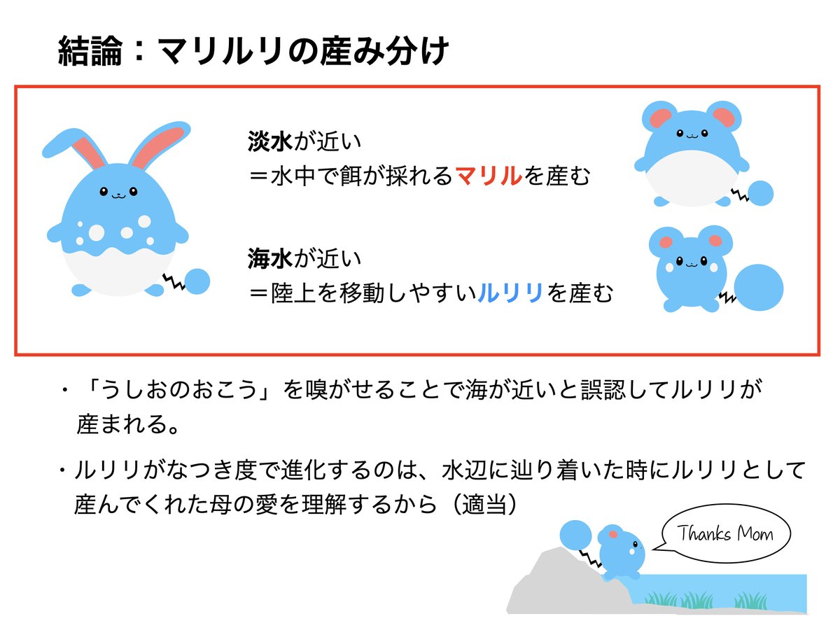 なぜ うしおのおこう を持たせるとルリリが産まれるのか の考察がすごすぎる 天才 オーキド博士より博士してる Togetter