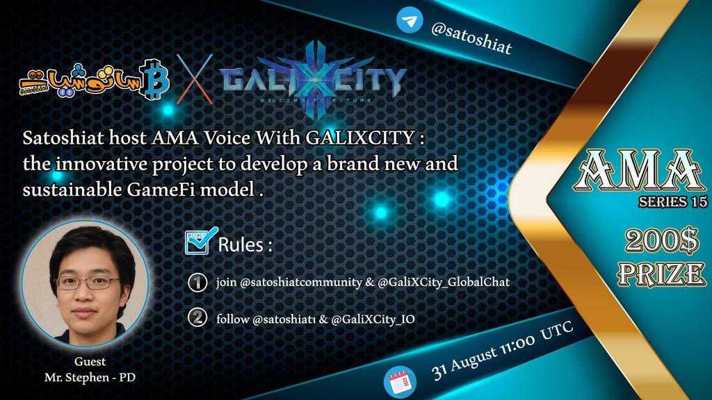 satoshiat1's tweet photo. #satoshiat Will Host #AMA voice With #GaliXCity
⏰31th August  11:00 AM UTC 
💰100$+1000NEMO
🗝Rules
✅RT+❤️ 
✅Follow @GaliXCity_io @satoshiat1
✅ Comment Questions &amp; tag 3 friends https://t.co/uUkefKtpQH