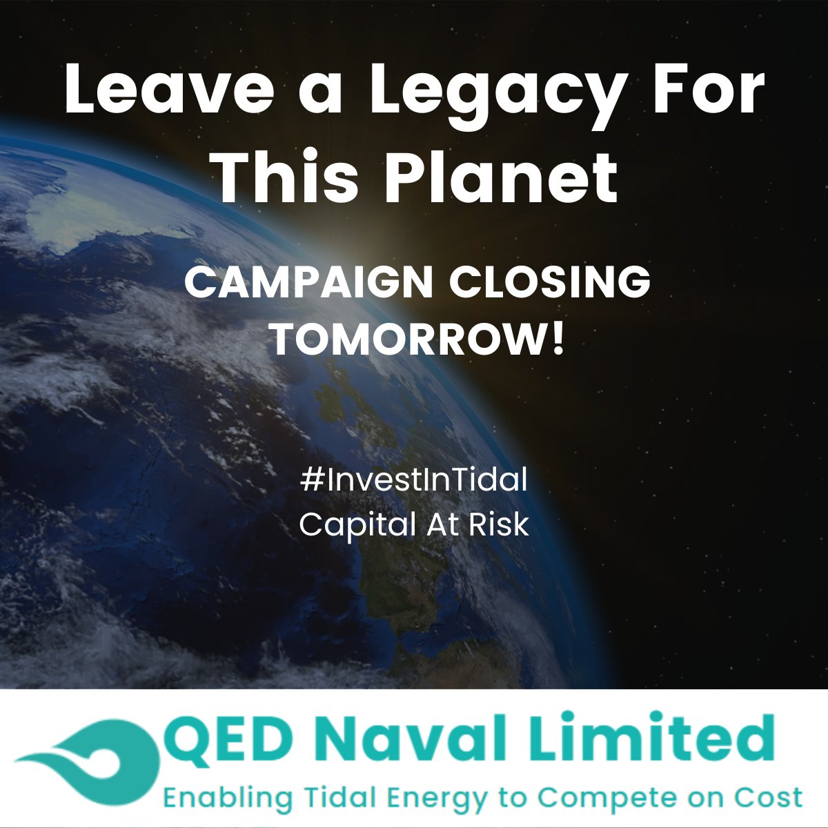 𝗛𝗨𝗥𝗥𝗬 &amp; 𝗜𝗡𝗩𝗘𝗦𝗧! 𝗖𝗔𝗠𝗣𝗔𝗜𝗚𝗡 𝗖𝗟𝗢𝗦𝗜𝗡𝗚 𝗧𝗢𝗠𝗢𝗥𝗥𝗢𝗪!
Find out how you can support #TidalEnergy today and Invest in QED Naval. Our Seedrs campaign closes tomorrow!
seedrs.com/qed-naval1
#EnergyCrisis #Cleanenergy #SustainableEnergy #TidalEnergy #Invest