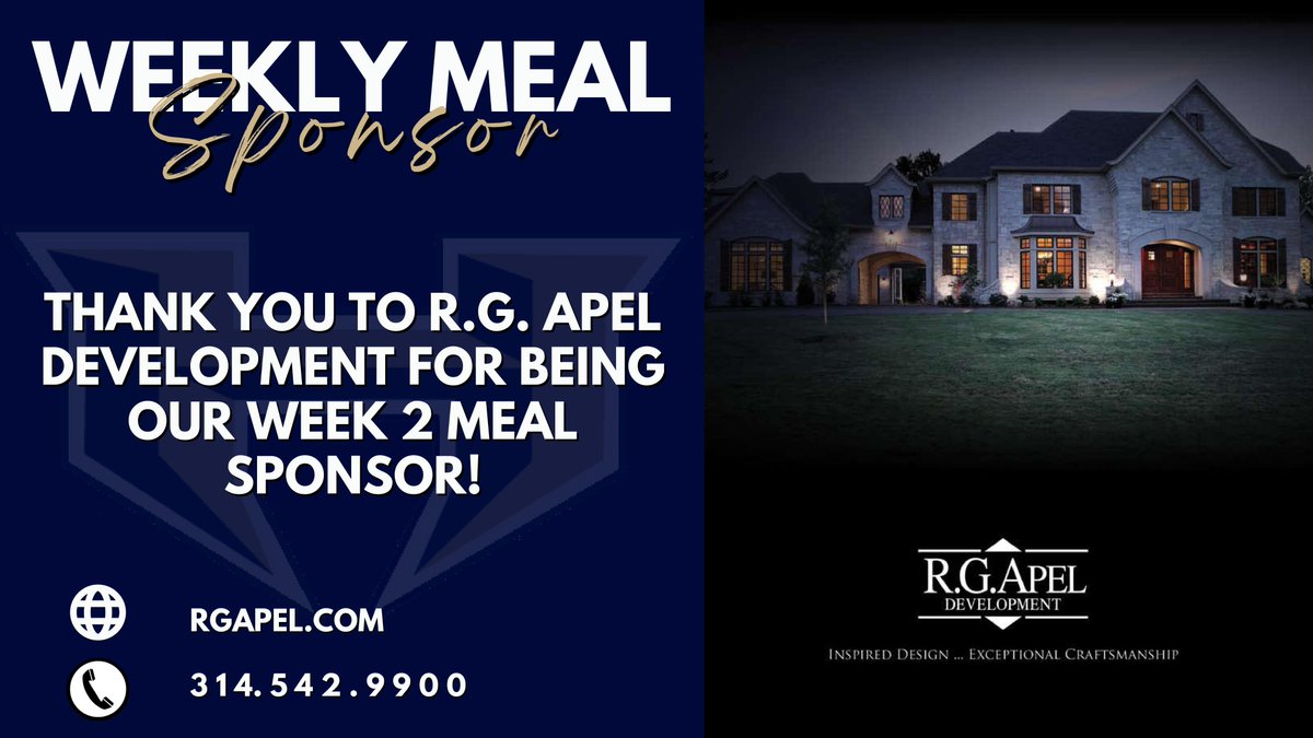 NationHolt's tweet photo. BIG SHOUT OUT to our WEEK 2 Meal Sponsor R.G. Apel Development! Your support provides meals before the game this week! THANK YOU for your sponsorship and being part of our team! #supportthosethatsupportus Interested in becoming a sponsor? https://t.co/1zje59mIcq @HoltFB https://t.co/VEn83pXjuZ