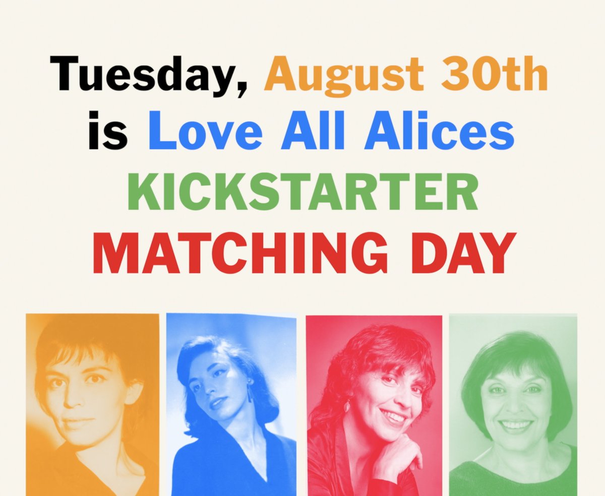 August 30 is matching day for our Love All Alices Kickstarter! Every single dollar donated today will be MATCHED up to $5k. That means every pledge made today counts double! If you’ve been considering backing us or increasing your pledge, today's the day! kickstarter.com/projects/lovea…