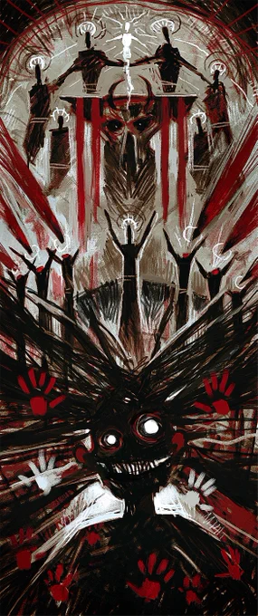 New art for #MTGDominaria The illustrations needed to reflect the cruelness of the ritual, but at the same time we could not show all that blood literally.The plan was then to make it look like a child's crayon drawing from a horror movie.AD -  #art #MTG #mtg 