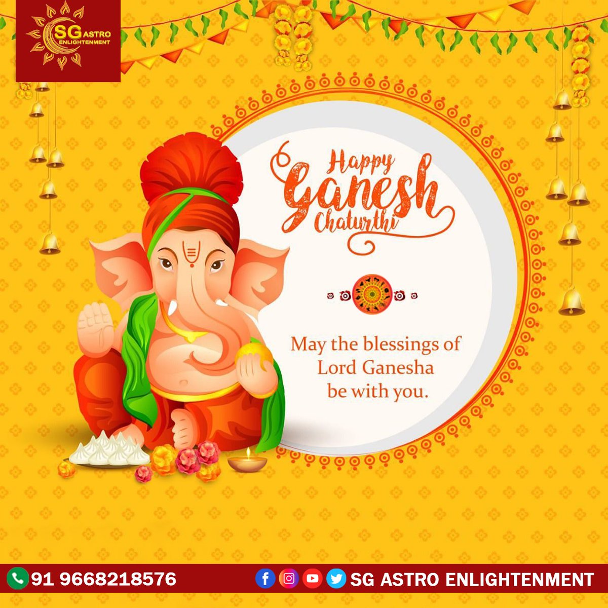 Sg__Astro's tweet photo. May the divine blessings of Lord Ganesha bring you eternal bliss and peace, and protect you from evil and wrongdoings. Happy Ganesh Chaturthi!

#SgAstroEnlightenment #HappyGaneshChaturthi #GanpatiBappaMorya https://t.co/1YSfRKDU3f