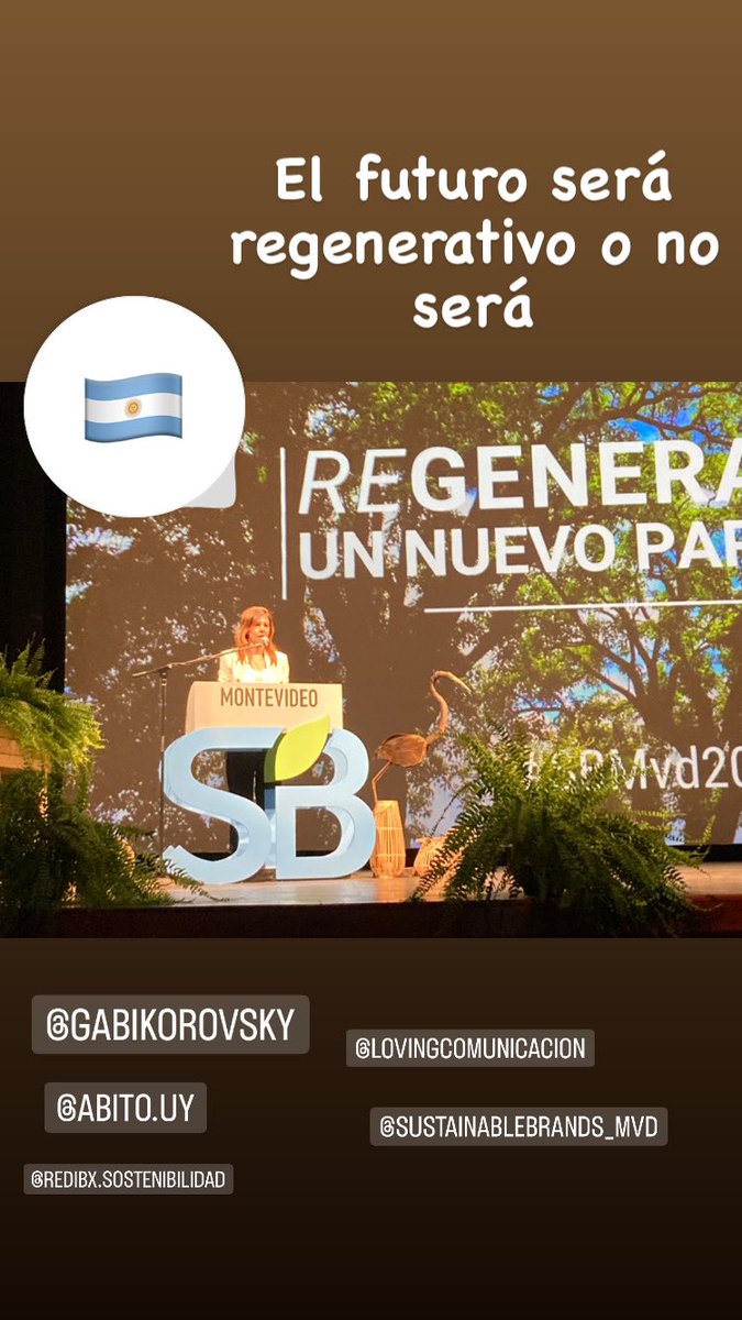<a href="/GabiKorovsky/">Gabriela Korovsky</a> nuevamente acompañando <a href="/SB_MVD/">Sustainable Brands MVD</a> !!! De qué hablamos cuando hablamos de regeneración❔❓❔<a href="/LOVINGuruguay/">LOVING.uy</a> <a href="/RedIbx/">Red IBX.Sostenibilidad</a> #somosregeneracion