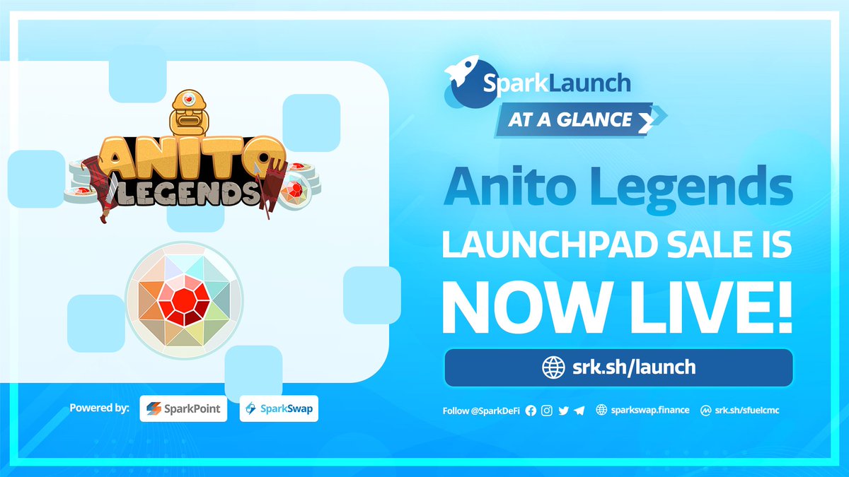 sparkpointio's tweet image. HERE WE GO, #Sparkies! The wait is over!  @AnitoLegendsNFT $LARO token is now LIVE on @SparkDeFi's #SparkLaunch! 🎉🚀🌕
Proceed to the "Ongoing Launches Section" to participate. ➡️srk.sh/launch 
#CryptoNews #DeFi #BSC #SparkPoint #Launchpad #IDO