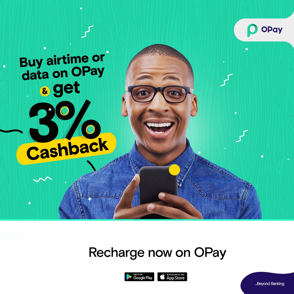OPay_NG's tweet photo. Make extra money when you buy airtime and data on the OPay app 🤑

Download or log into the app and recharge now!

#OPayBeyondBanking https://t.co/KSSvfF6bFz
