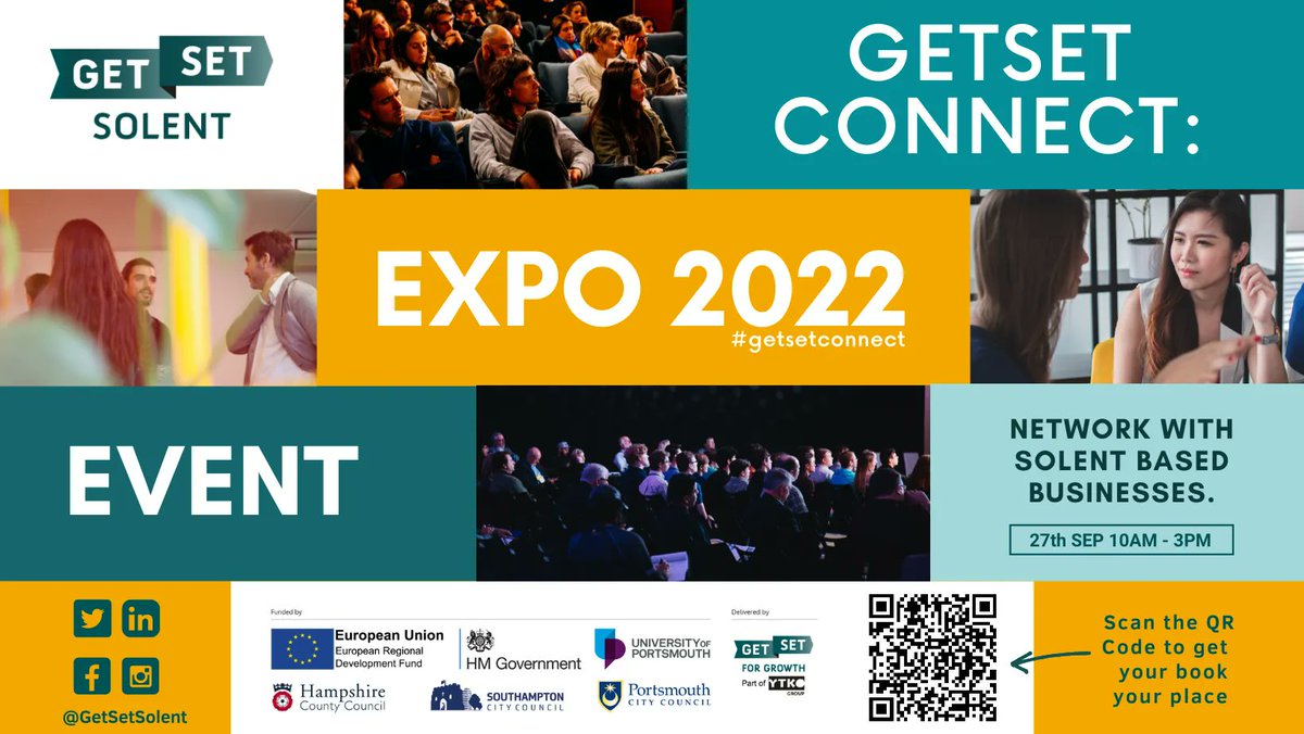 Tickets are live for the GetSet Solent Connect Expo!! Join with Solent based entrepreneurs - connect, collaborate and showcase your business on the 27th September. Find out more & book your free ticket via the link buff.ly/3pSE1gQ #expo #businessevent #solent #networking