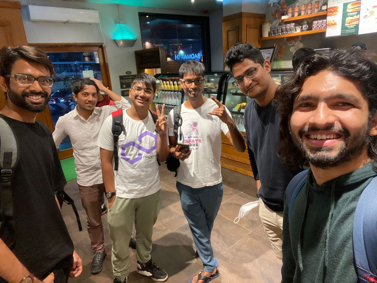 v9hstk's tweet photo. Was fun meeting some of the needle movers of the zk ecosystem in #Bangalore
#StarkNet #zkRollup .@bajpaiharsh244 .@imrgoyal .@0xHashstack #Starkcon https://t.co/nuJBbnYkMX