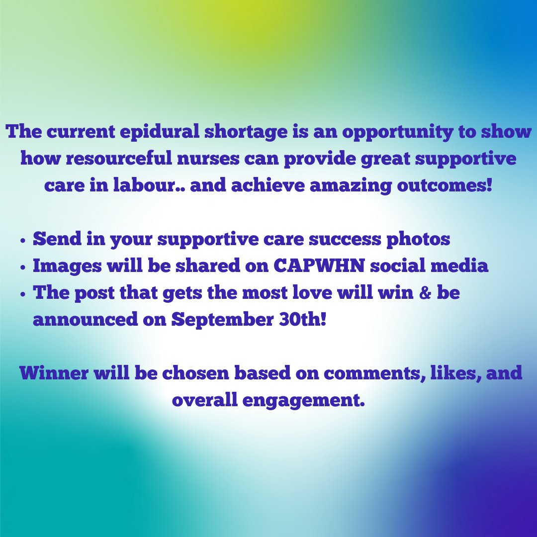 CAPWHN's tweet photo. Send in your supportive care photos! #capwhn #epiduralshortages #perinatalnurses https://t.co/BhEEe6Tb5J