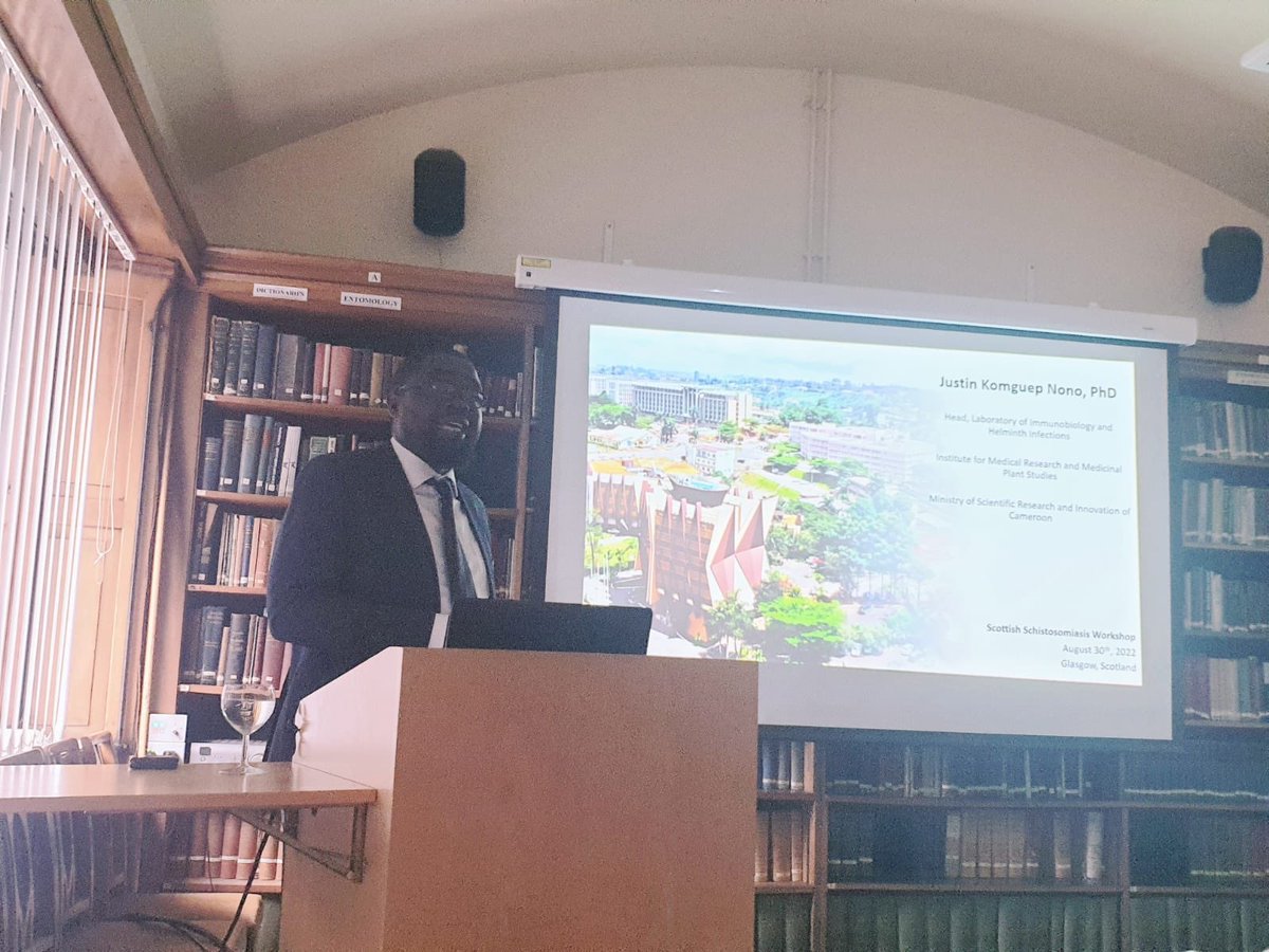 ibhi_lab's tweet photo. Dr Nono gave a talk at the Scottish schistosomiasis workshop on the schistosomiasis research needs of endemic areas at the @UofGlasgow, Glasgow #UK #Glasgow #polyomics #metabolomics #elimin8schisto https://t.co/LFUuycdn6i
