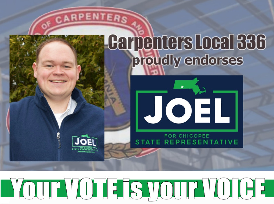 Our Chicopee members are proud to support <a href="/JoelforChicopee/">Joel McAuliffe</a> for State Representative. Joel has a lifelong history of supporting organized labor and working women and men.  Without a doubt, he's the best person for this job.