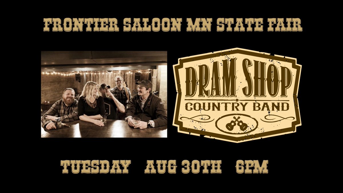 FrontierBarMNSF's tweet photo. Dram Shop Country tonight at 6pm! It’s going to be beautiful weather to take in the fair!! https://t.co/EBW05LpYyw