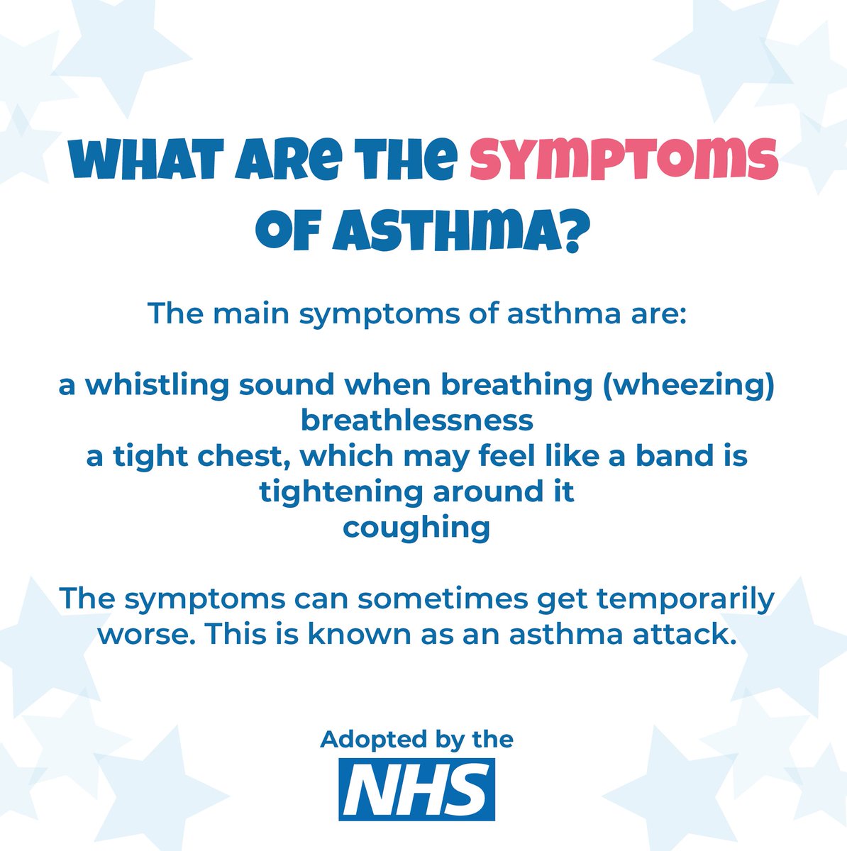 What are the symptoms of Asthma? [Source: NHS]

#Inhaler #Education #Asthma #AsthmaAwareness #AugmentedReality #AR #Gamification #Learning #Healthcare #InhalerEducation