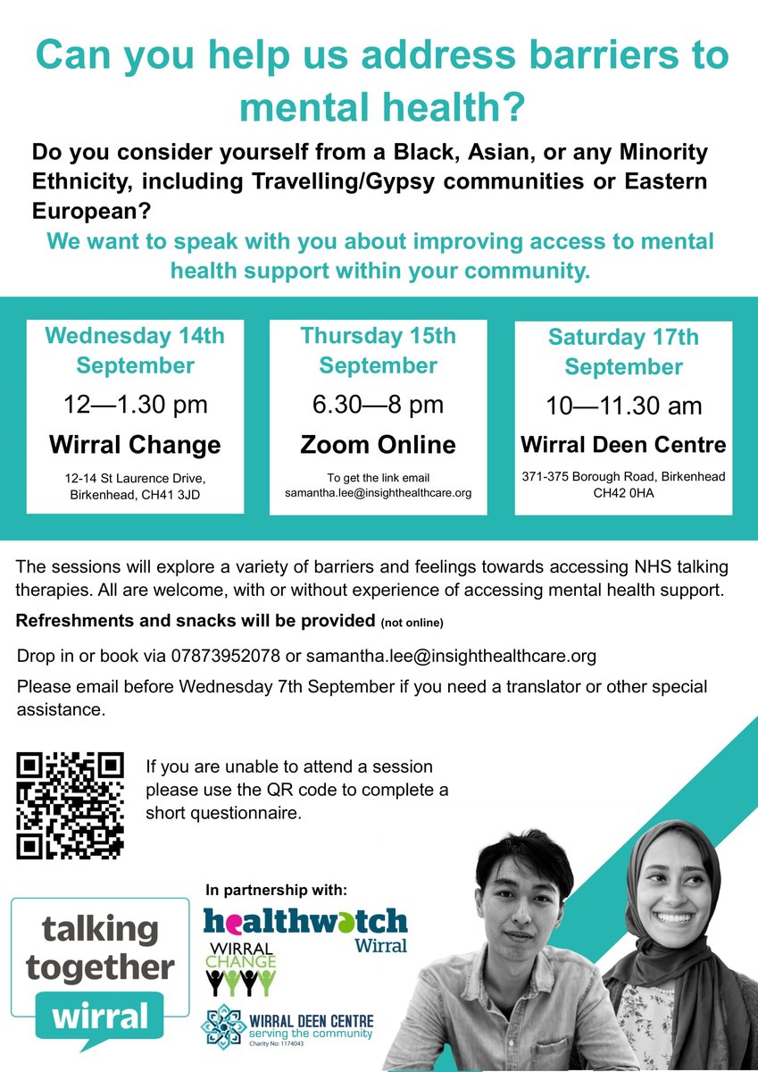 TomorrowsWomen's tweet photo. Can you help address barriers to #mentalhealth in Black, Asian or any minority ethnicity communities? 

Check out these sessions to talk about how the NHS can improve access to mental health support within your community. All are welcome on the dates listed below: https://t.co/nheMpASDCH