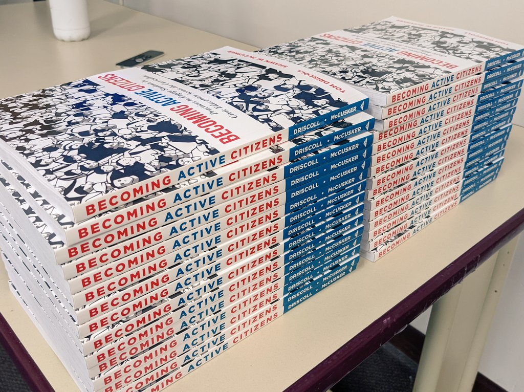 TomDriscollEDU's tweet photo. Excited to kick off "Building Community Through Civic Action" today with Social Studies and ELA teachers from @MendonUptonRSD! #MURSD Each participant is also receiving a copy of "Becoming Active Citizens," I'm so grateful for this opportunity! https://t.co/UBAm3Vt38G