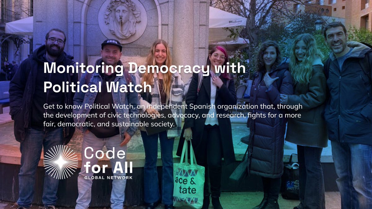 CodeforAll's tweet photo. We're excited to introduce @_PoliticalWatch 🇪🇸 to the Code for All Network!
✍️ In this blog, @pr3ssh introduces us to the lessons and challenges of the Spanish #OccupyMovement, and the launch of Political Watch! 👊🏽
Head over to our blog! ➡️ https://t.co/2IMyxkJb7i https://t.co/QG4JKJ4Tqi