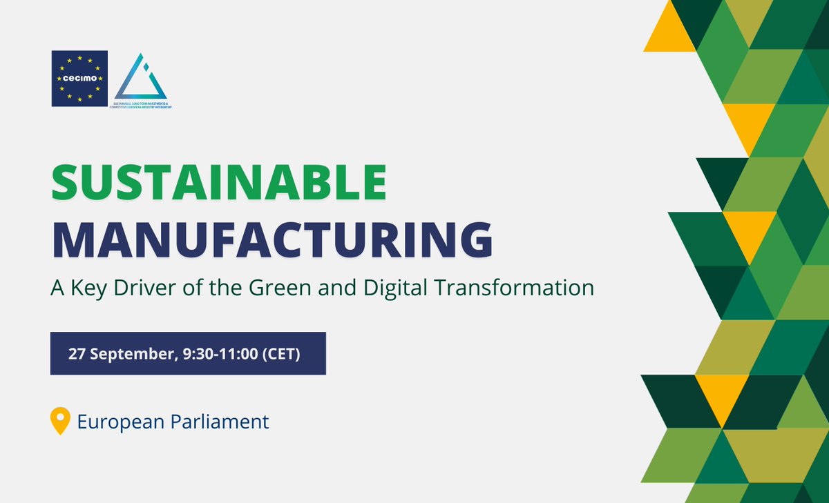 The #green and #digital transition can make a significant contribution towards reducing the #environmental impact.
On September 27th #CECIMO will discuss with high-level experts how to make this #transition beneficial for #industry sector.
📅Register here bit.ly/3zuQtaT