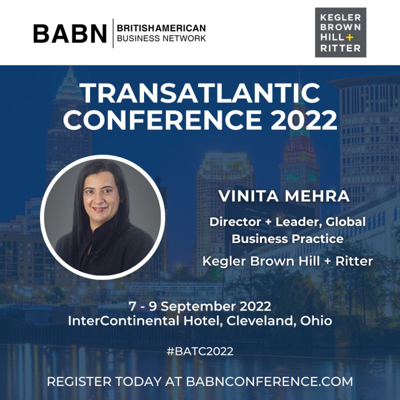 BACCOhio's tweet photo. Join Vinita Bahri-Mehra of @KeglerBrown as she moderates our panel on "Transatlantic Legal Issues In The Electronic Age" at this year's Transatlantic Conference

Find out more about #BATC2022 at https://t.co/Jm3ju41Vs6 https://t.co/EgMoDZRXyh