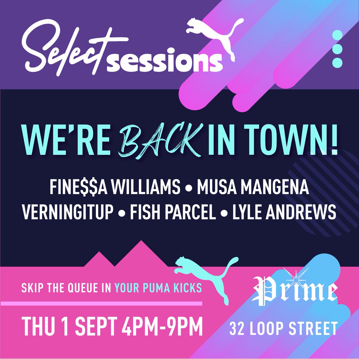 PUMASouthAfrica's tweet image. Spring has sprung. ⛅️

Starting off the month on a high note. Join us in reopening our Select store! Dj's on the decks will be on fire. 

⏲️: 4PM - 9PM
📍: CPT, 32 Loop Street 
Skip the que in your PUMA 👟