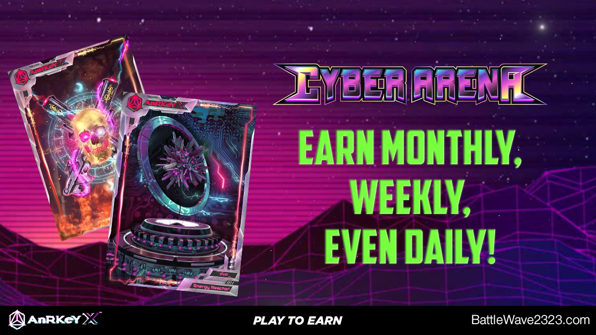 🔥 Build your best #NFTs deck and battle it out inside of Cyber Arena our PvP Card Battle Game!

🤯 Our #PlaytoEarn community earns monthly, weekly, and even daily!

JOIN the action! anrkeyx.com/3rpUol8

#DeFi #GameFi
