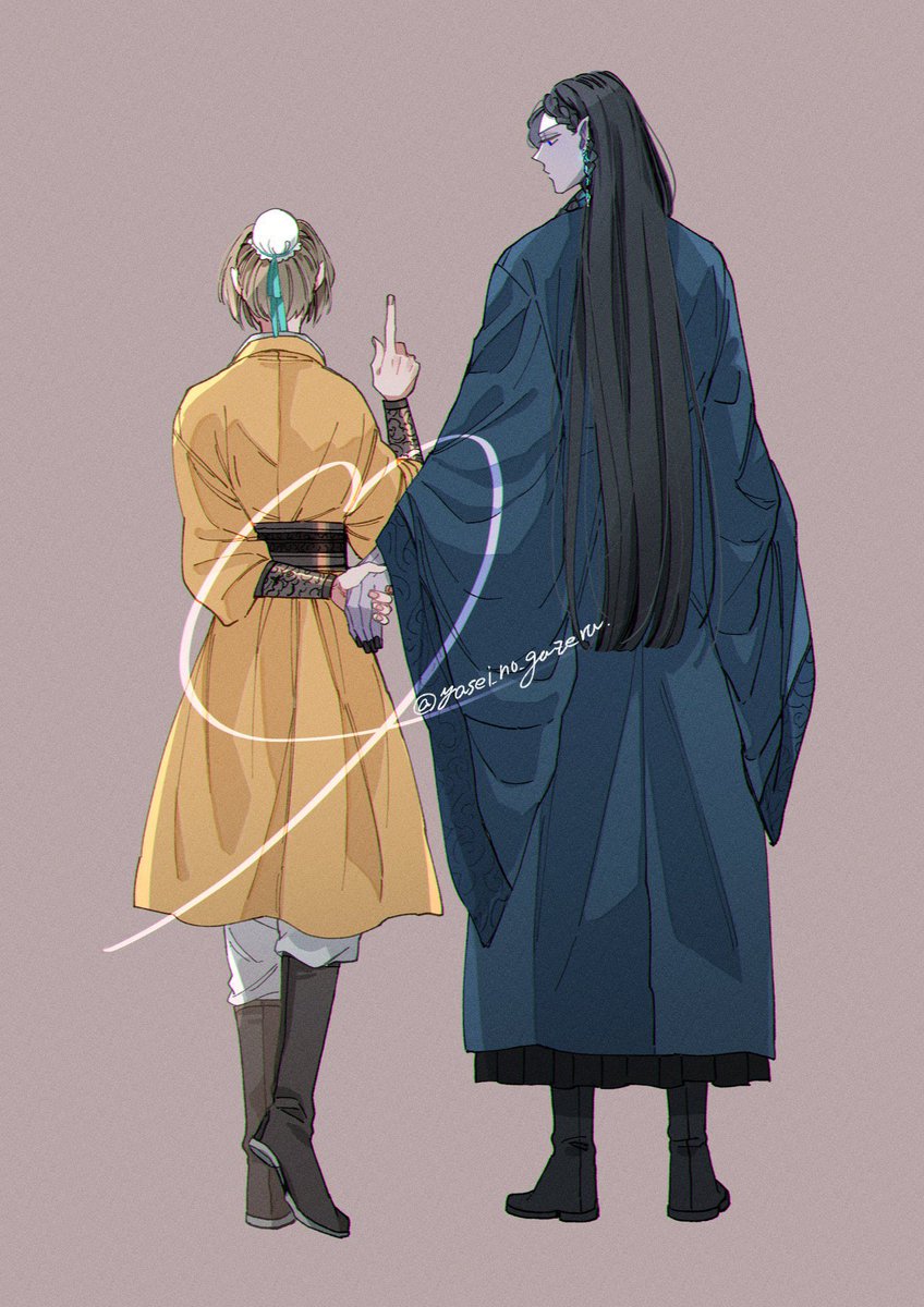 bun cover long hair black hair boots long sleeves robe standing  illustration images