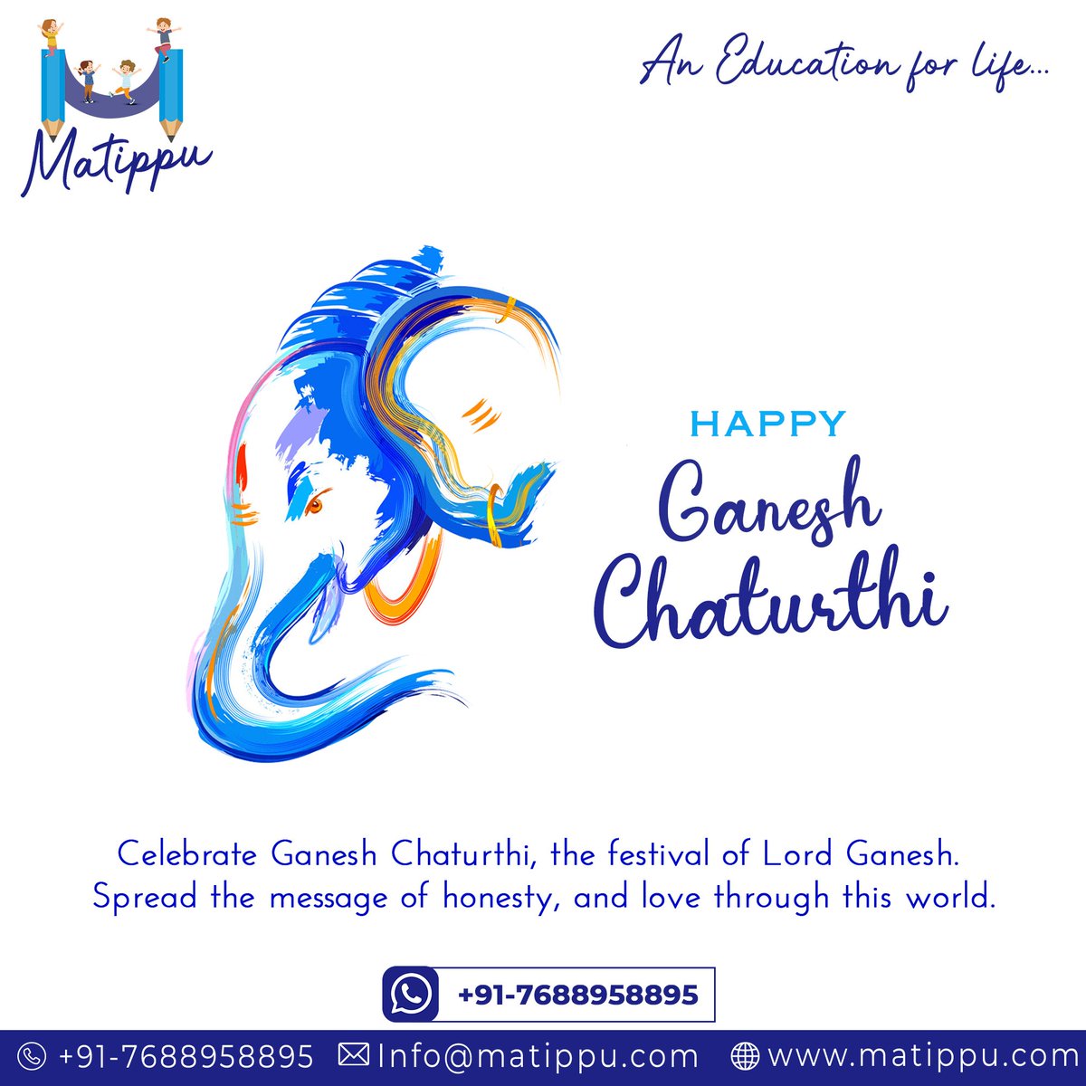 Matippu_'s tweet photo. May we always tread on the path of righteousness as shown by Lord Ganesh. 
#Matippu wishes you all a very Happy #ganeshchaturthi 
#Ganeshotsav2022 #ganeshotsav #ganeshachaturthi #ganeshfestival #ganeshpuja #ganpatibappamorya #education #onlineclasses https://t.co/00nmq1ThNk